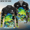 Bluejose Mahi-Mahi Fishing Black Gold Splash Dynamic Pattern Custom Name & Team Name 3D Shirts