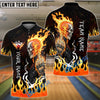 BlueJose Bowling & Pins Flaming Biker Skull Middle Finger Customized Name, Team Name 3D Shirt (4 Colors)
