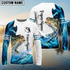 BlueJose Customize Name Bass Fishing Water & White Shirts For Kids