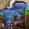 BlueJose Billiards 8 Ball Graffiti Street Art Face Your Fear Style Personalized Name, Team Name Unisex Shirt (4 Colors)