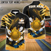 BlueJose Bowling And Pins Cracked Flame Customized Name 3D Shirt (4 Colors)