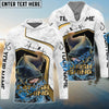 Bluejose Catfish Fishing White Marble & Gold Trim Splash Heartbeat Line Custom Name & Team Name 3D Shirts