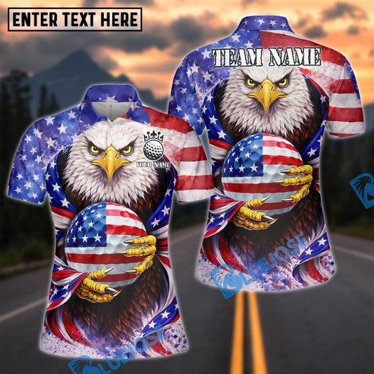 BlueJose American Eagle USA Flag New Day Golf Polo Customized Name, Team Name Shirts