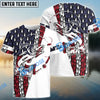 Bluejose Walleye Fishing Angler American Flag Customize Name All Over Printed   Shirts