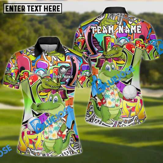 BlueJose Golf Crocodile Cartoon Custom Name & Team Name 3D Shirts