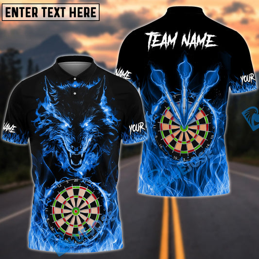 BlueJose Darts Wolf Fire Flame Personalized Name, Team Name 3D Shirt (4 Colors)