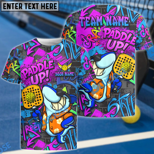 BlueJose Halloween Graffiti Shark Paddle Up Customized Name & Team Name 3D Shirts