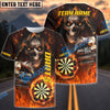 BlueJose Darts Flame Pointing Reaper Personalized Name, Team Name Shirt (4 Colors)