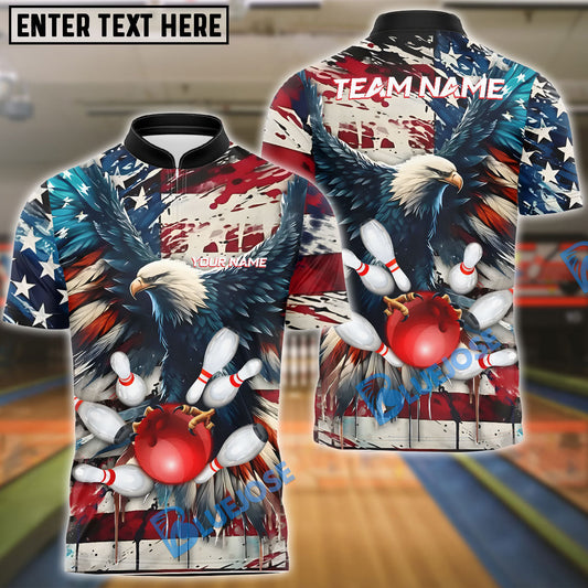 BlueJose Bowling And Pins Patriot Break Personalized Name, Team Name Unisex Shirt