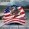 BlueJose Fishing Patriotic Flag Water Splash Personalized Cap (13 Breeds)