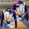 BlueJose Bowling And Pins Blue Pink Customized Name 3D Shirt