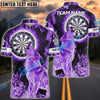 BlueJose Darts Fire Moonlight Dartboard Wolf Personalized Name, Team Name Shirt (4 Colors)