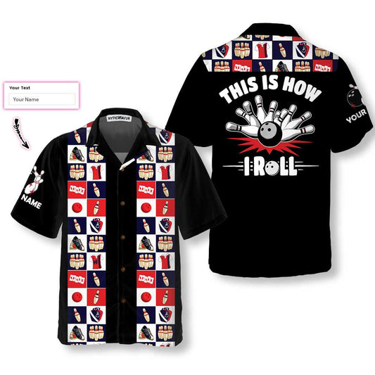 BlueJoses Bowling Pattern Border Personalized Name Hawaiian Shirts