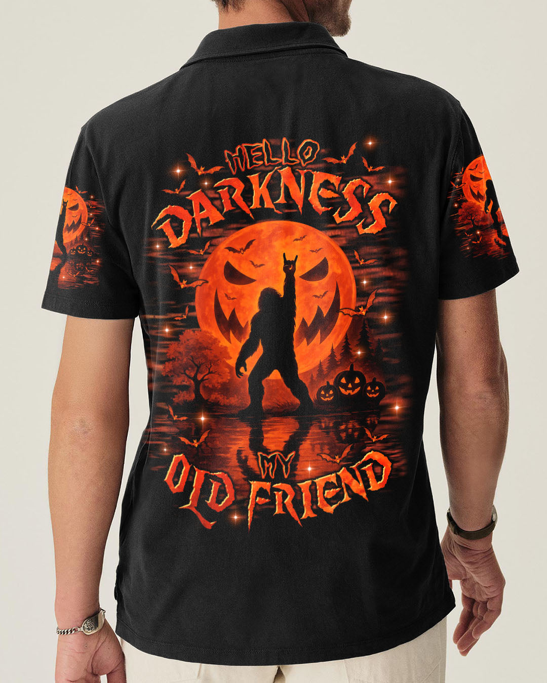 HELLO DARKNESS MY OLD FRIEND BIGFOOT HALLOWEEN ALL OVER PRINT - TLTR1808252
