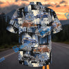 Bluejose Personalized 1930s Antique Classic Car Blue Floral Grunge Hawaiian Shirt