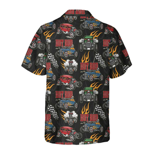 Bluejose Colorful Hot Rod Pattern Hawaiian Shirt