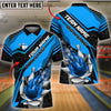 BlueJose Bowling And Pins Flame Smoke Premium Customized Name 3D Shirt (4 Colors)