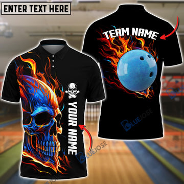 BlueJose Bowling And Skull Customized Name 3D Shirt