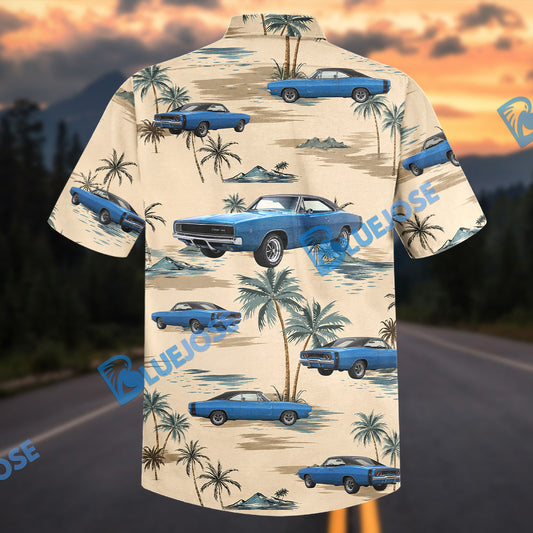 Bluejose Personalized Car 1968 Dodge Charger Classic Car Palm Tree Hawaiian Shirt