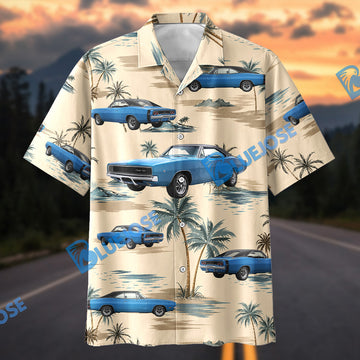 Bluejose Personalized Car 1968 Dodge Charger Classic Car Palm Tree Hawaiian Shirt