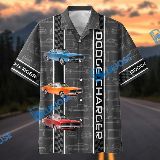 Bluejose Personalized Car Dodge Charger Classic Muscle Car Racing Hawaiian Shirt