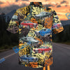 Bluejose Personalized Classic Fastback Muscle Car Tropical Grunge Hawaiian Shirt