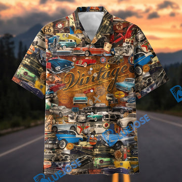 Bluejose Vintage Chrome & Gasoline Hawaiian Shirt