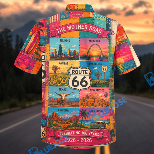 Bluejose Route 66 Centennial 1926–2026 Aloha Shirt