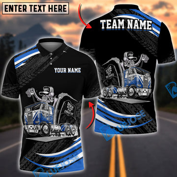Bluejose Death Before Decaf Trucker Polo – Custom Name Heavy Haul Driver Shirt