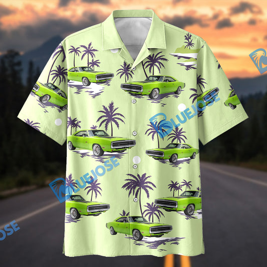 Bluejose Personalized Car Classic Muscle Car Palm Tree Hawaiian Shirt
