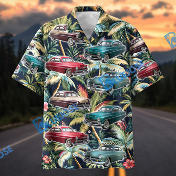 Bluejose Personalized Car Vintage Classic Car Tropical Palm Tree Hawaiian Shirt