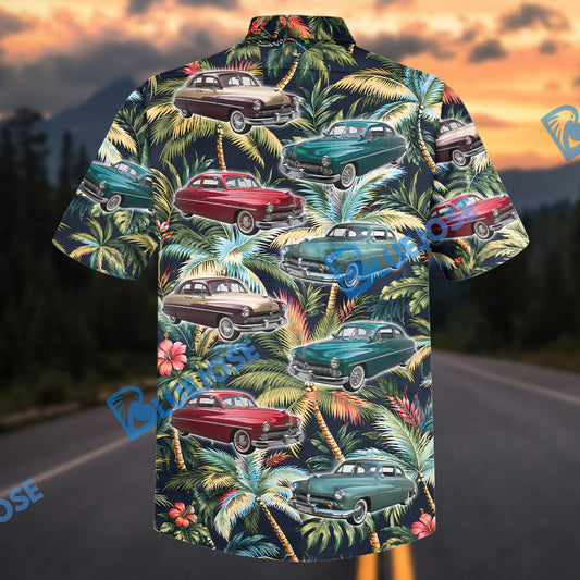 Bluejose Personalized Car Vintage Classic Car Tropical Palm Tree Hawaiian Shirt