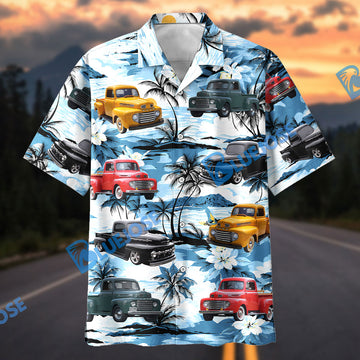 Bluejose Personalized Car Vintage Classic Pickup Truck Tropical Floral Hawaiian Shirt