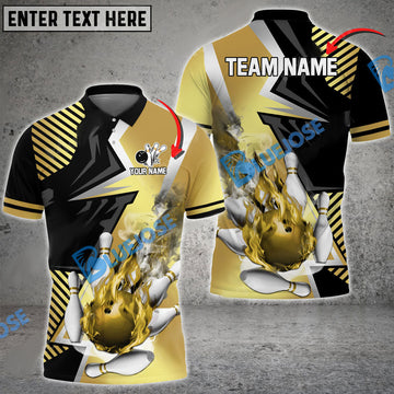 BlueJose Bowling And Pins Blazing Strike Customized Name 3D Shirt ( 5 Colors)
