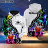 BlueJose Bowling And Pins Multicolor Smoke Pattern Customized Name 3D Shirt, Personalized Shirts For Bowling Players