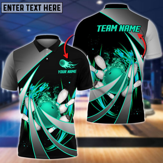 BlueJose Flame Bowling And Pins Tornado Pattern Customized Name 3D Shirt (4 Colors), Personalized Shirts For Bowling Players