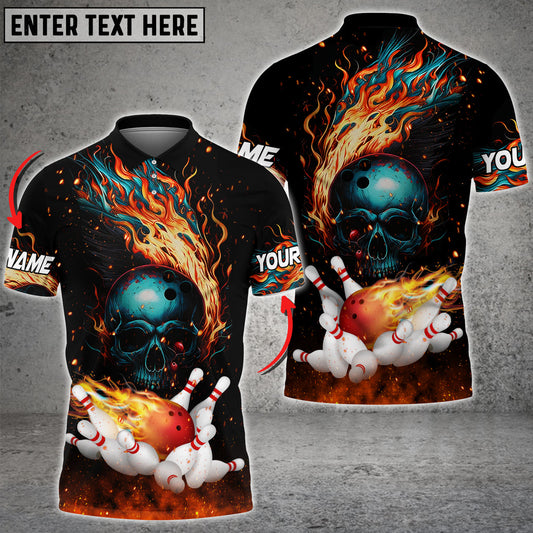 BlueJoses Personalized Name Skull Fire Ball and Pins Multicolor 3D Shirt