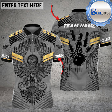 BlueJose Bowling And Pins Native Eagle Multicolor Customized Name 3D Shirt (6 Colors)