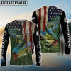 Bluejose Largemouth Bass Fishing 3D American Flag Patriotic Customize Name Fishing Shirts