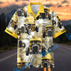 Bluejose Personalized Car Yellow Flame Hot Rod Tropical Floral Hawaiian Shirt