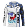 Bluejose Redfish Fishing Blue Camo American Flag Custom Name Windbreaker Jacket