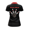 BlueJose Vintage Red & Black Bowling Eat Sleep Bowl Repeat Customized Name 3D Shirt For Women