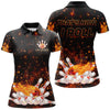 BlueJose Black Bowling Flame Personalized All Over Printed Shirt For Women