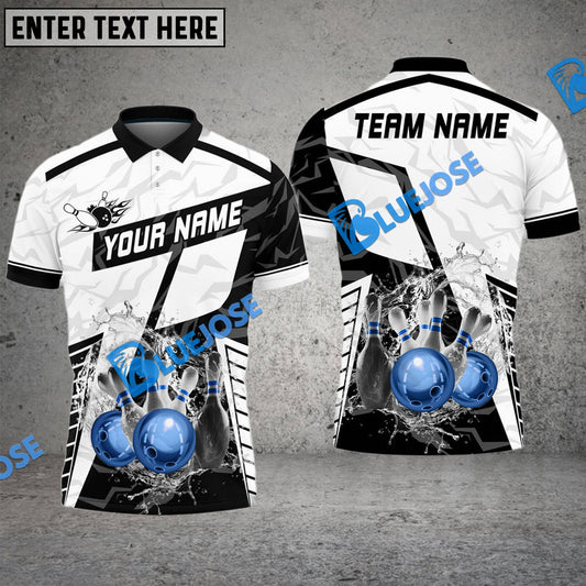 BlueJose Bowling And Pins Water Splash Customized Name 3D Shirt ( 6 Colors)