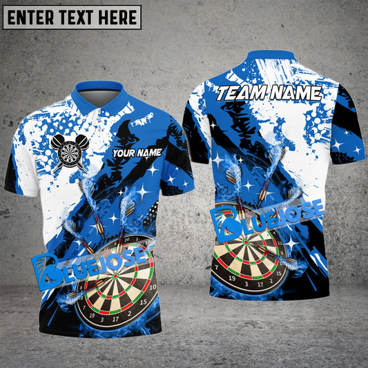 BlueJose Darts Paint Slash Flame Personalized Name, Team Name Shirt (4 Colors)