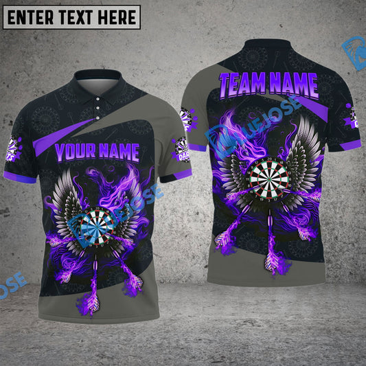 BlueJose Darts Wings Of Flame Personalized Name, Team Name Shirt (4 Colors)