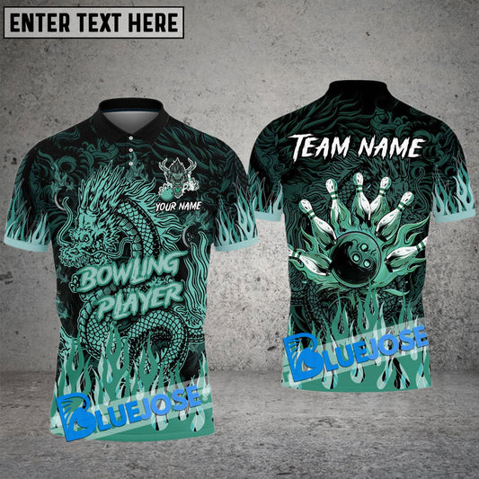 BlueJose Bowling And Pins Upper High Dragon Customized Name 3D Shirt (6 Colors)