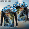 Bluejose Bass Fishing Blue Camo Sport Custom Name Windbreaker Jacket