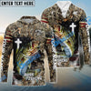 BlueJose Bass Fishing Cross Camo Custom Name & Team Name 3D Shirts