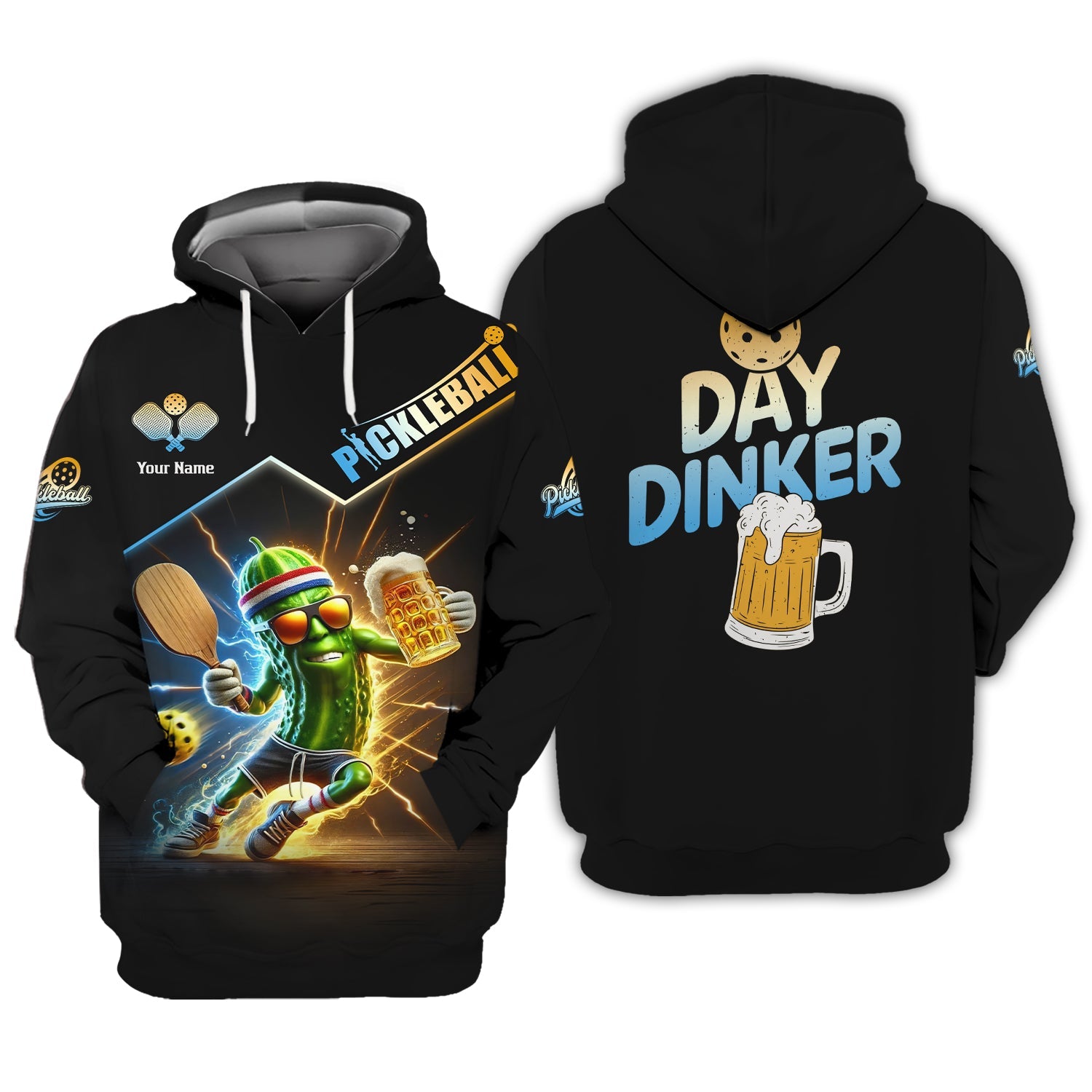 Day Dinker and Beer Pickleball Custom T Shirt - Pickle Funny Design - Personalized Pickleball Apparel - Pickleball Outfit Gifts